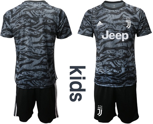 Juventus Blank Black Goalkeeper Kid Soccer Club Jersey